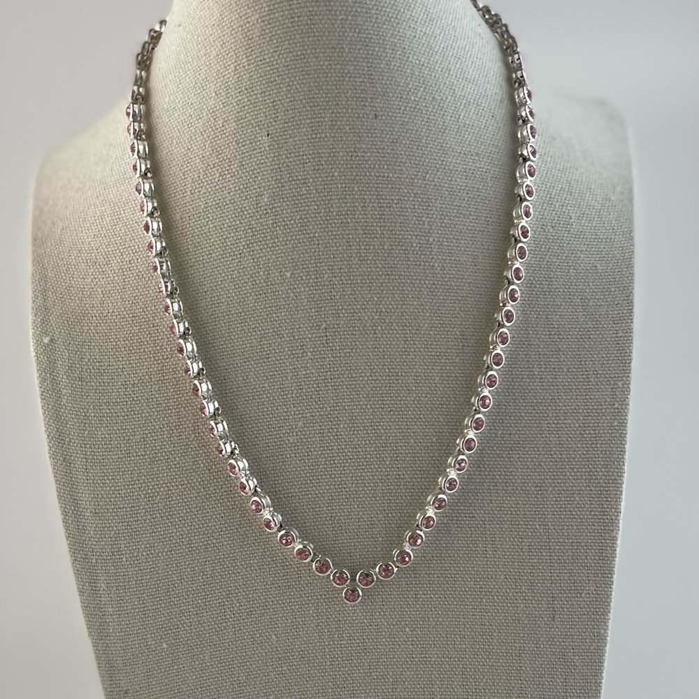 Delicate Pink Crystal Avon Necklace Vintage Jewelry